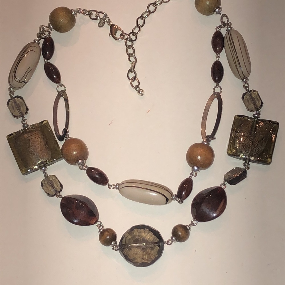 Premier Designs Elegant Multi-Color Neutral Tone Boho Beaded Necklace